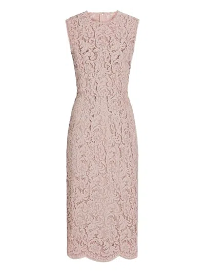 Dolce & Gabbana Pink Dress With Lace Design In Mixed Cotton Woman