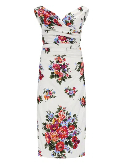 Dolce & Gabbana Abito In Raso Con Stampa In Multi