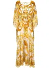 Dolce & Gabbana Majolica-print Silk Chiffon Maxi Kaftan Dress In Dq Giallo