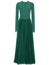 Dolce & Gabbana Silk-blend Lace And Pleated Chiffon Gown In Verde Intenso