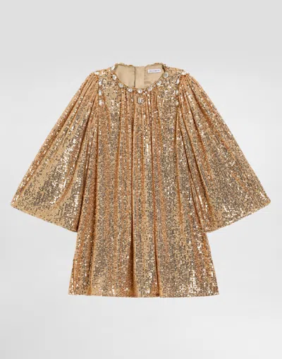 Dolce & Gabbana Sequin-embellished Dress In Gold