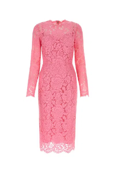 Dolce & Gabbana Abito M/l Pizzo-40 Nd  Female In Pink