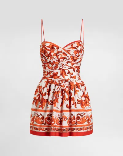 Dolce & Gabbana Printed Cotton-poplin Mini Dress In Multi