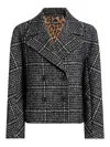Dolce & Gabbana Houndstooth Double-breasted Long Sleeve Jacket In Gray