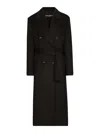 Dolce & Gabbana Double-breasted Cashmere Baize Coat With Belt In Black