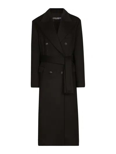 Dolce & Gabbana Double-breasted Coat In Black