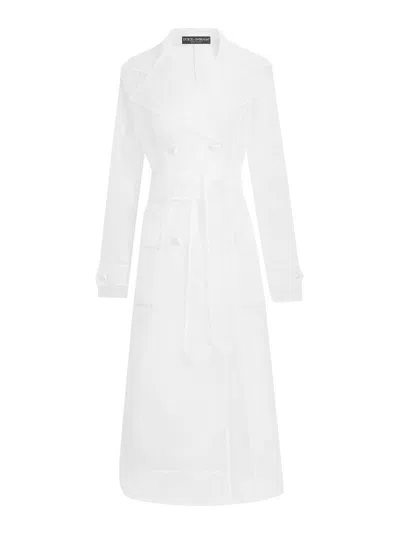 DOLCE & GABBANA ABRIGO MIDI - BLANCO