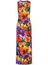 Dolce & Gabbana Abstract Floral-print Midi Dress In Orange