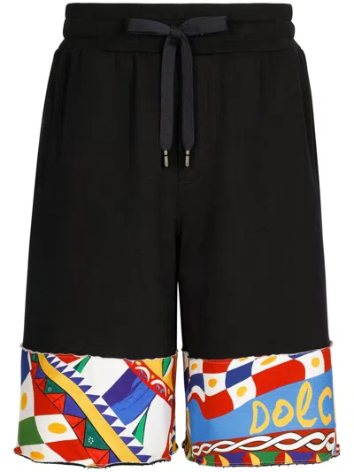 Dolce & Gabbana Abstract-pattern Bermuda Shorts In Black