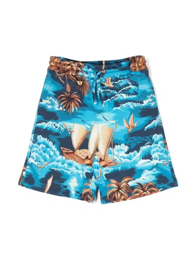 Dolce & Gabbana Kids' Abstract-print Cotton Shorts In Blue