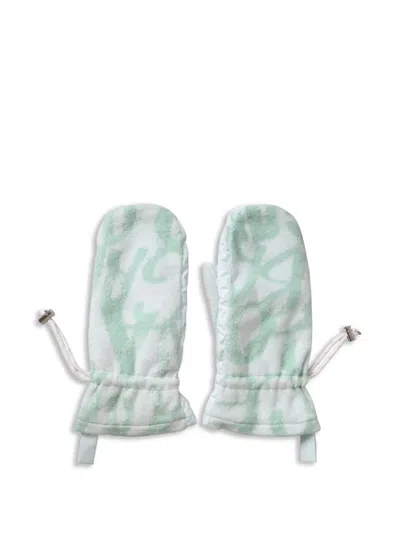 Dolce & Gabbana Nylon Wrist Length Mittens Metal Detail In Green