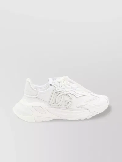 Dolce & Gabbana Accelerate Fabric Sneakers Leather Inserts In White