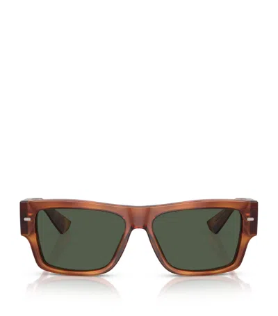 Dolce & Gabbana Eckige Sonnenbrille In Schildpattoptik In Brown
