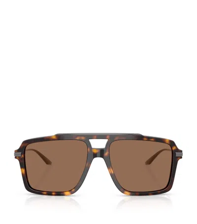 Dolce & Gabbana Acetate Aviator Sunglasses In Brown