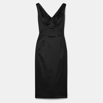 Pre-owned Dolce & Gabbana Acetate Knee Length Dress 50 In Black