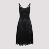 Dolce & Gabbana Lace Trim Satin Dress With Spaghetti Straps In Black