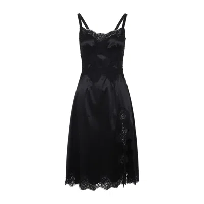 Dolce & Gabbana Black Stretch Satin Slip Dress