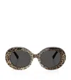Dolce & Gabbana Leopard-print Round-frame Sunglasses In Black