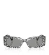 Dolce & Gabbana Floral Rectangle-frame Sunglasses In Gray