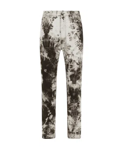 Dolce & Gabbana Acid-wash Two-tone Jeans In Multicolor