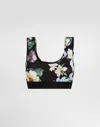 Dolce & Gabbana Activewear Bra Top In Floral-print Jersey In Print