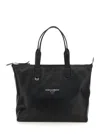 Dolce & Gabbana Adamo Black Shopper With Front Logo In Leather Man In Black