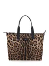 Dolce & Gabbana Nylon Shoulder Bag With Animalier Print In Brown