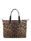 Dolce & Gabbana 'adamo' Brown Shopper With All-over Leopard Print In Tech Fabric Man In Brown