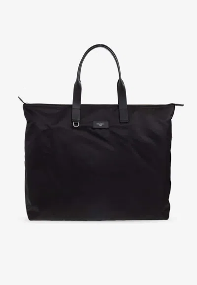 Dolce & Gabbana Adamo Logo Patch Tote Bag In Black