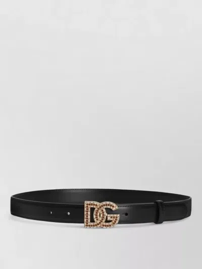 Dolce & Gabbana Adjustable Belt Gold Tone Hardware Loop In Black