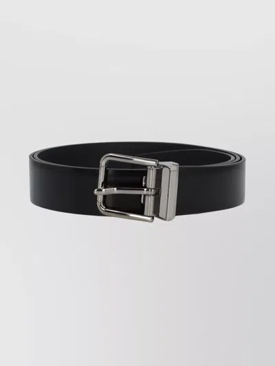 DOLCE & GABBANA ADJUSTABLE CALFSKIN LEATHER BELT WITH METAL BUCKLE