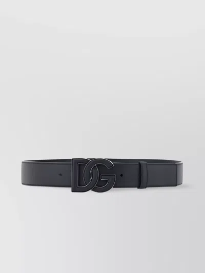 Dolce & Gabbana Adjustable Calfskin Logo Belt With Matte Finish In Black