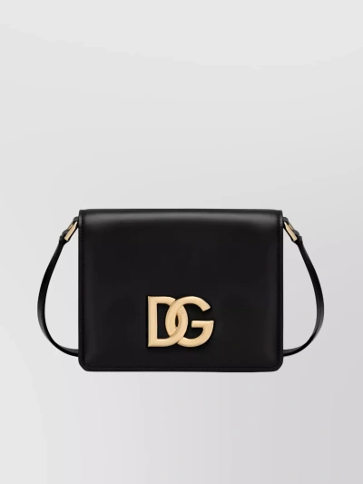 Dolce & Gabbana Adjustable Depth Crossbody Gold Accents In Black