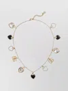 Dolce & Gabbana Adjustable Heart Charm Necklace Crystal Embellishments In Gold