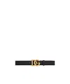 Dolce & Gabbana Adjustable Leather Belt Square Shape In Black