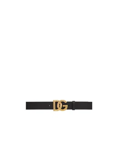 Dolce & Gabbana Adjustable Pin Buckle Belt In Black