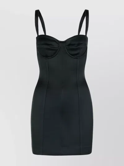 Dolce & Gabbana Adjustable Strap Fitted Silhouette Dress In Black
