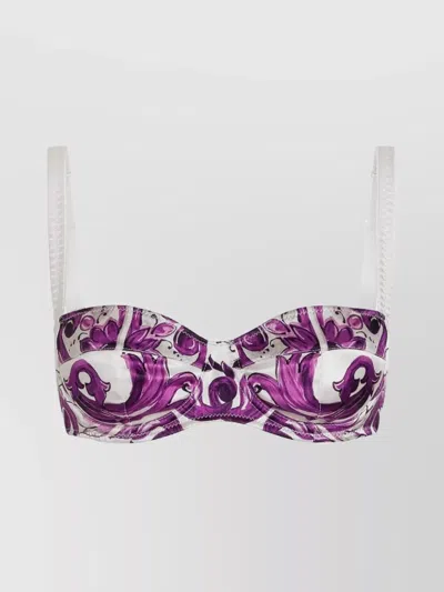 Dolce & Gabbana Adjustable Straps Floral Print Sleeveless Lingerie In Purple