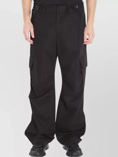 Dolce & Gabbana Adjustable Waistband Cargo Pants With Drawstring In Black