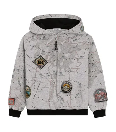 Dolce & Gabbana Kids' Adventure Zip-up Hoodie In Gray