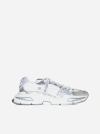 Dolce & Gabbana Airmaster Dg Leather-trimmed Sneakers In White,silver