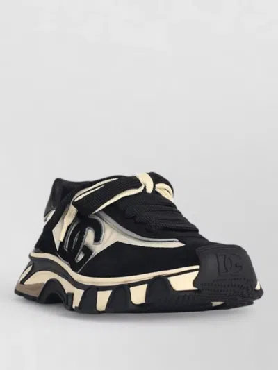 Dolce & Gabbana Airmaster Fabric And Leather Sneakers Chunky In Black