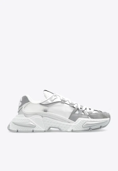 Dolce & Gabbana White & Silver Mixed-material Airmaster Sneakers In Multi