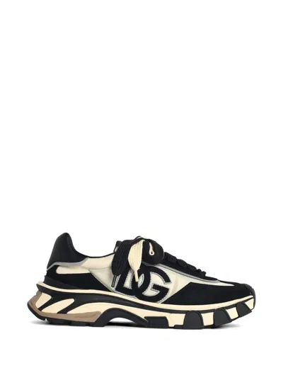 Dolce & Gabbana Airmaster Fabric And Leather Sneakers Chunky In Black