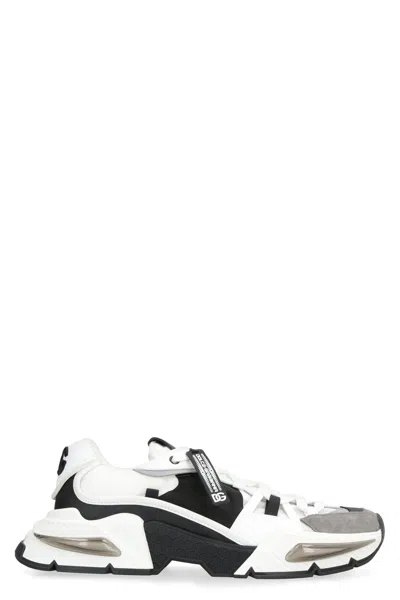 Dolce & Gabbana White And Black Leather Airmaster Sneakers In Nero