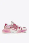 Dolce & Gabbana Airmaster Mesh And Leather Low-top Sneakers In Pink