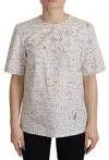 Dolce & Gabbana White Cotton Algebra Print Short Sleeves Top In White