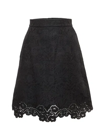 Pre-owned Dolce & Gabbana A-line Jacquard Mini Skirt In Black