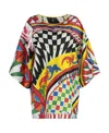 Dolce & Gabbana Silk Blouse Carretto Print In Multicolor