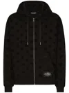 Dolce & Gabbana All-over Dg Print Zip-up Hoodie In Black